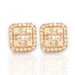 0.61ct Diamond Halo Cluster Square Stud Earrings - 14k Rose Gold