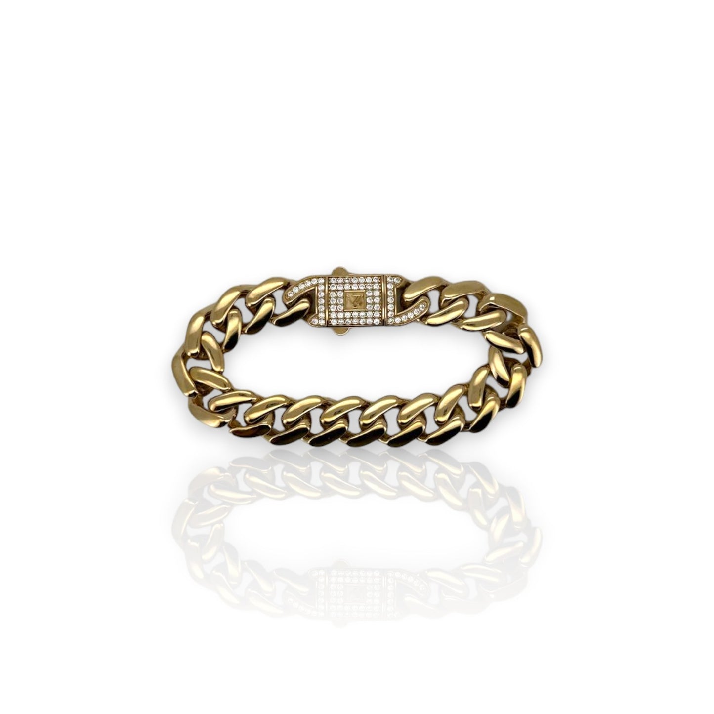 Pave Link Cz Bracelet - 10K Yellow Gold