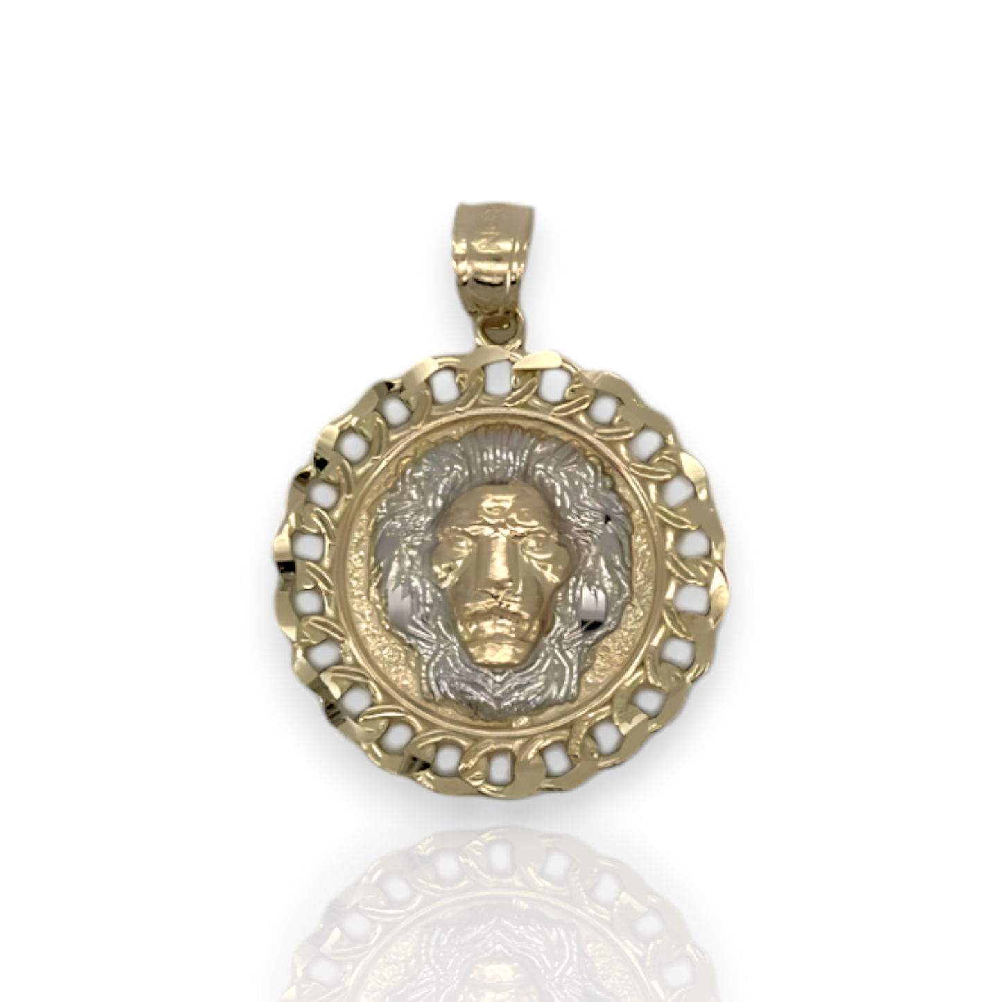 Colgante con medallón de cabeza de león - Oro amarillo de 10 k