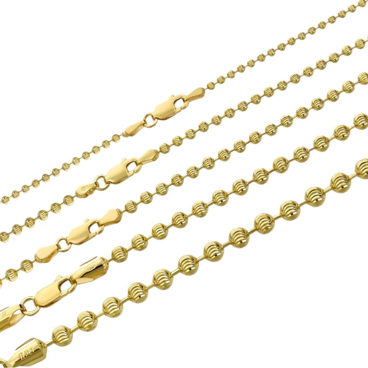Ball Bead Moon Cut "Dog Tag" Chain Necklace - 14k Gold Vermeil 925 Sterling Silver