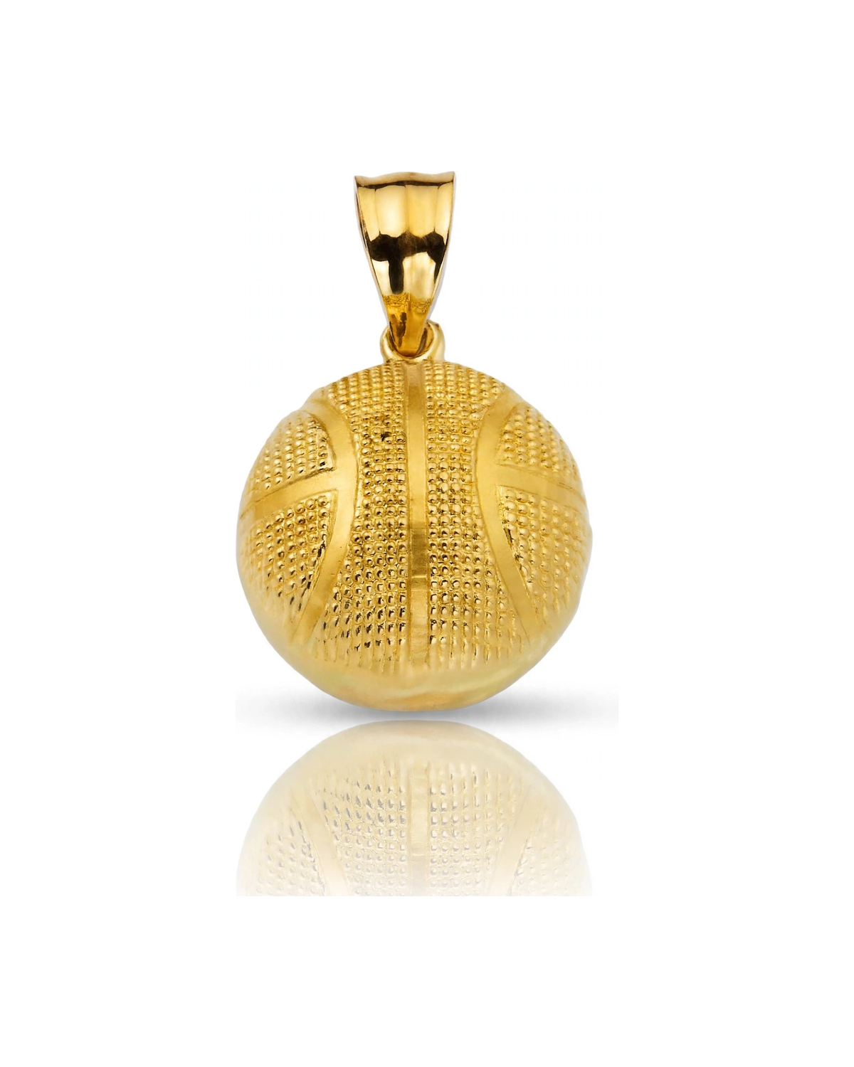 Basketball Round Pendant - 10K Yellow Gold