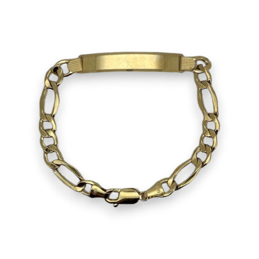 Custom Name Figaro Link - 10K Yellow Gold Bracelet