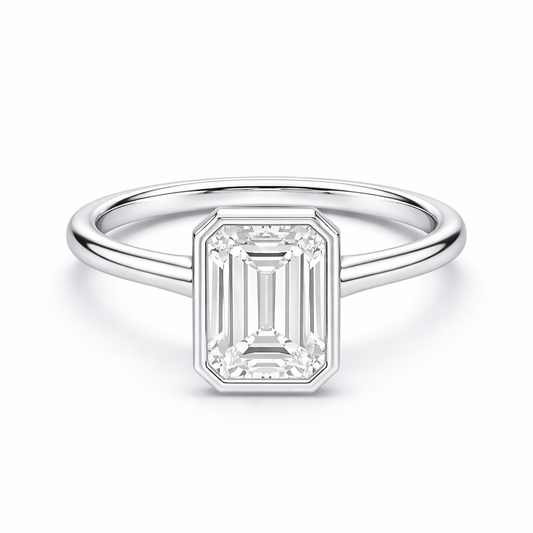 14K Emerald Solitaire — Bezel Set