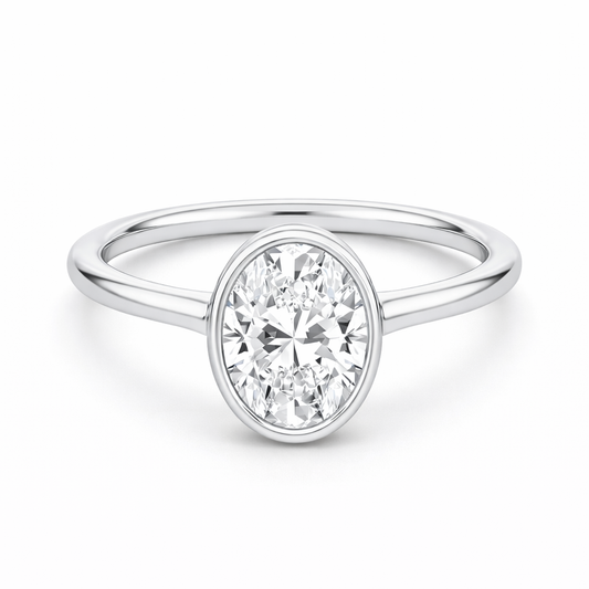 14K Oval Solitaire — Bezel Set