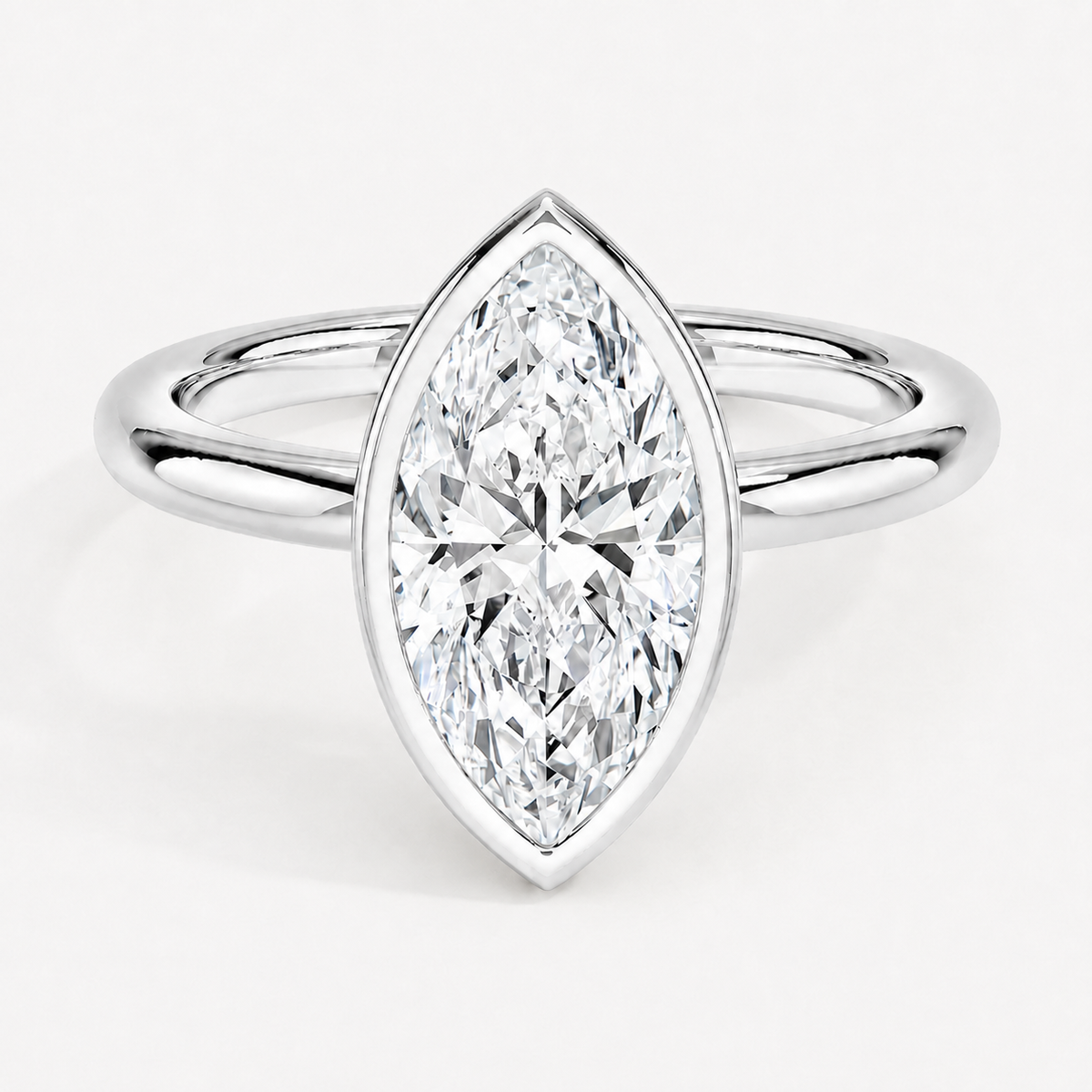 14K Marquise Solitaire — Bezel Set