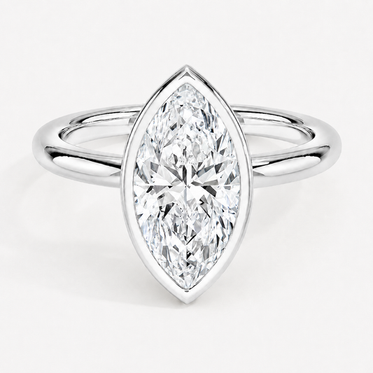 14K Marquise Solitaire — Bezel Set