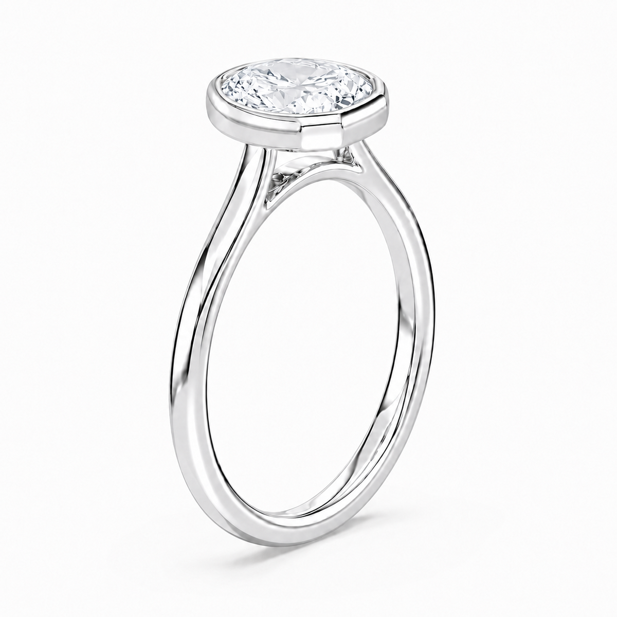 14K Round Solitaire — Bezel Set