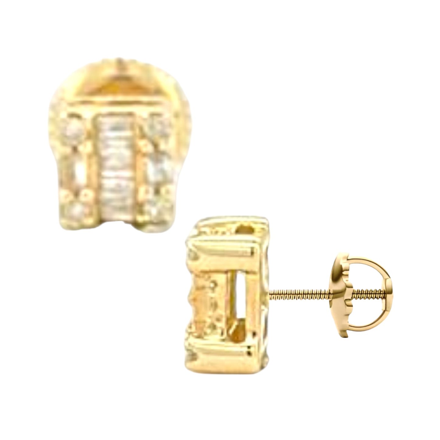0.28ct Diamond Square Stud Earrings - 14k Yellow Gold