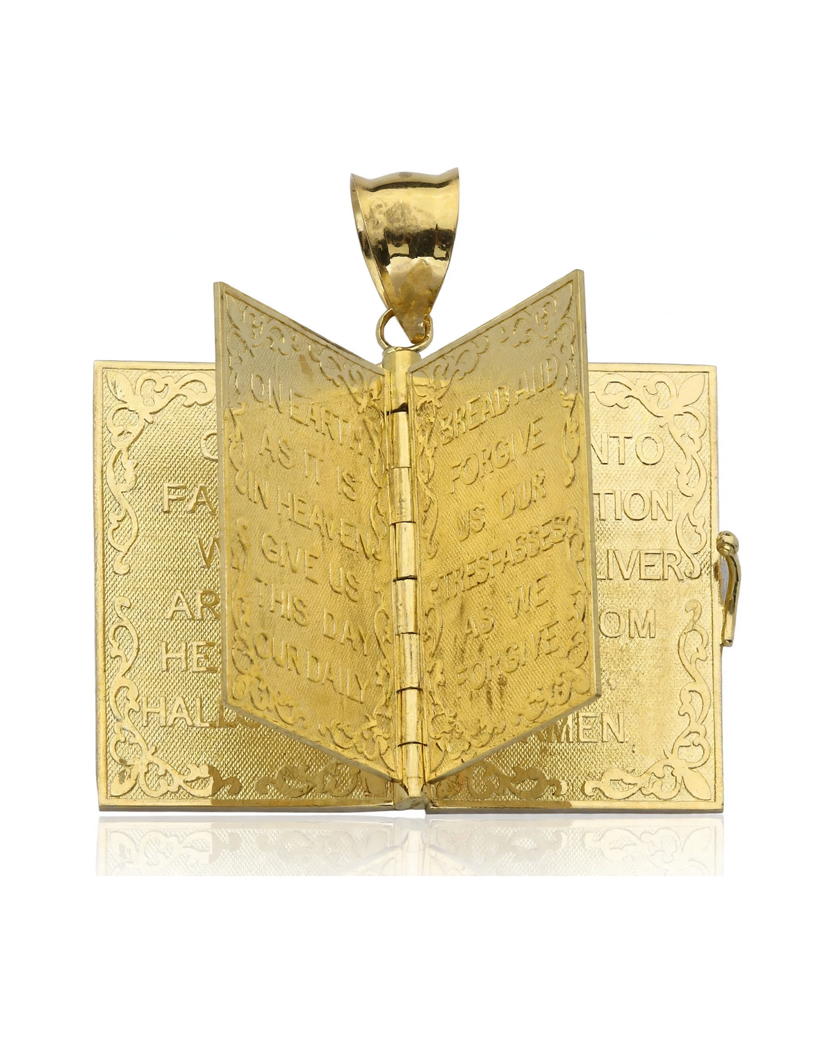 Holy Bible Locket Pendant Opening Book - 10K Yellow Gold