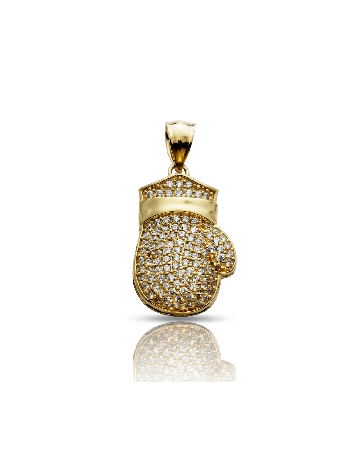 Boxing Glove Pendant with CZ Pave - 10K Gold