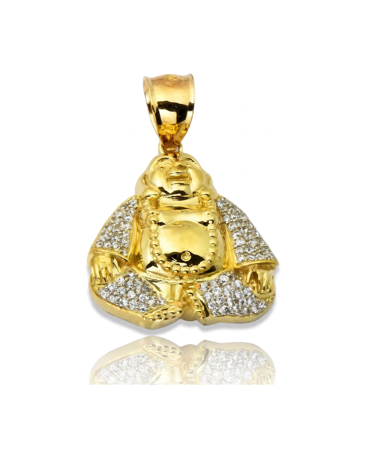 Seated Buddha Pendant with CZ Robe - 10K Gold