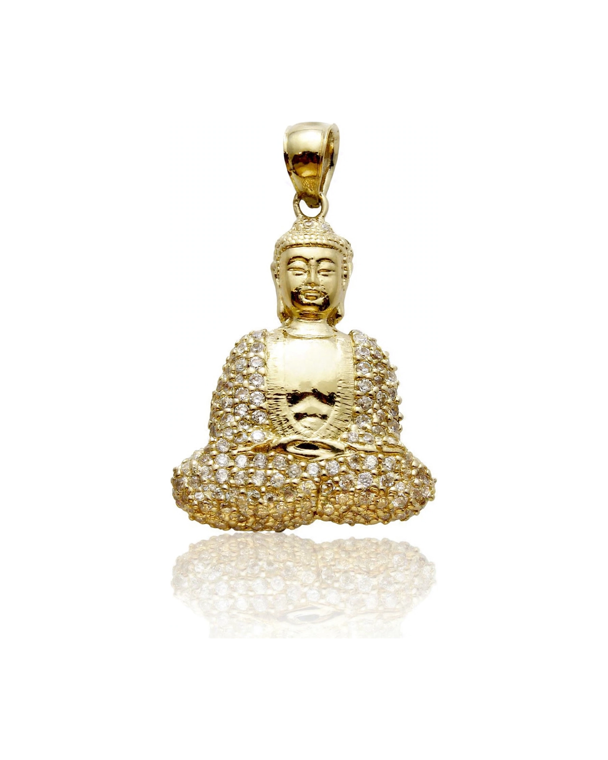 Buddha Pendant Seated with CZ Robe - 10K Gold