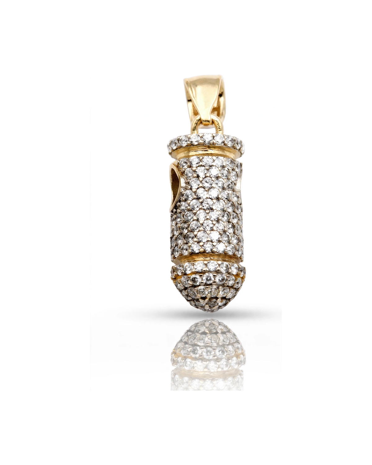 Bullet Pendant with CZ Large - 10K Gold