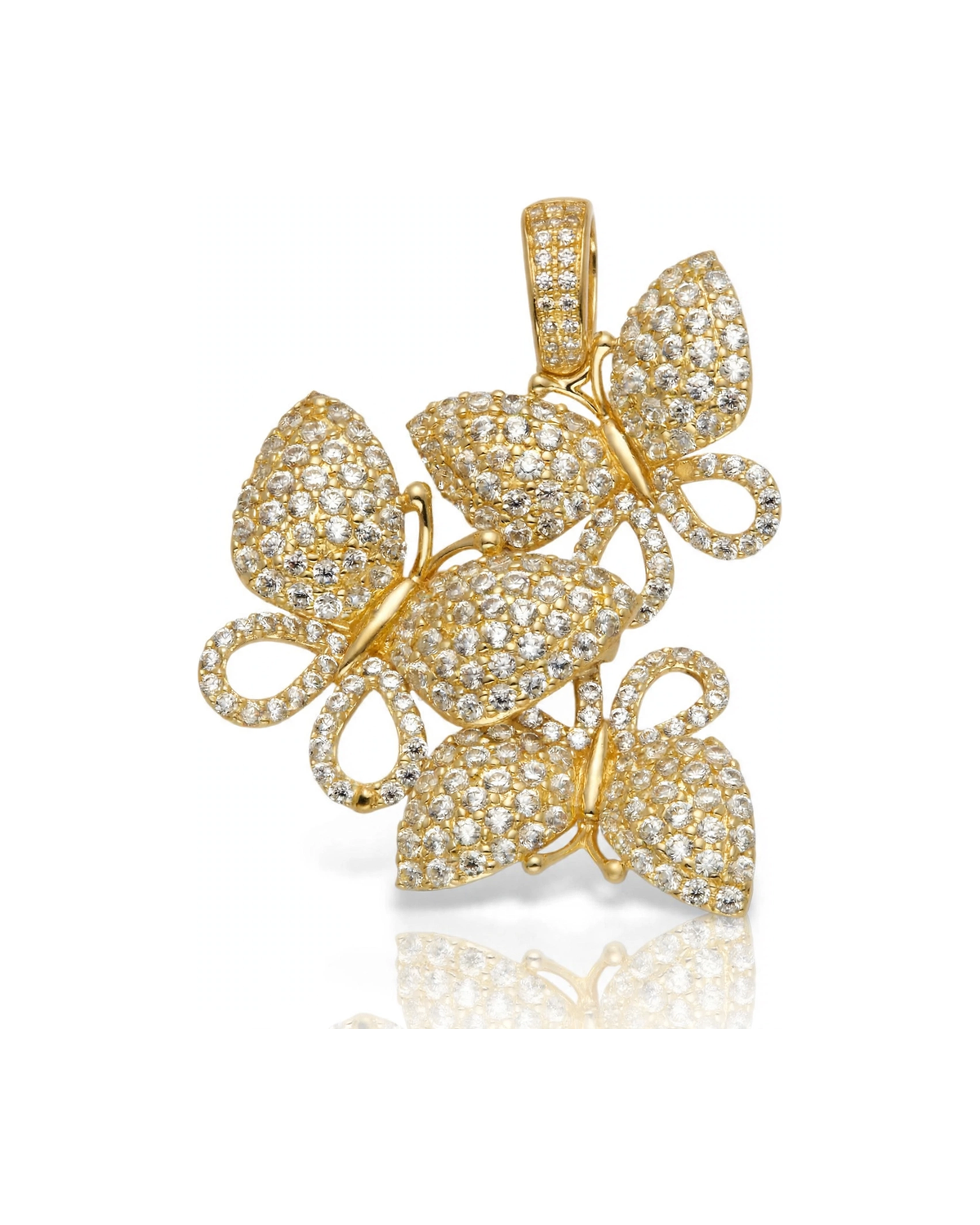 Butterflies Pendant Cluster with CZ - 10K Gold