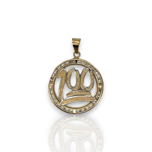 Medallion One Hundred CZ - 10K Yellow Gold