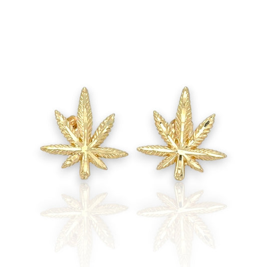Marijuana "Weed"  Earrings  - 10k Yellow Gold