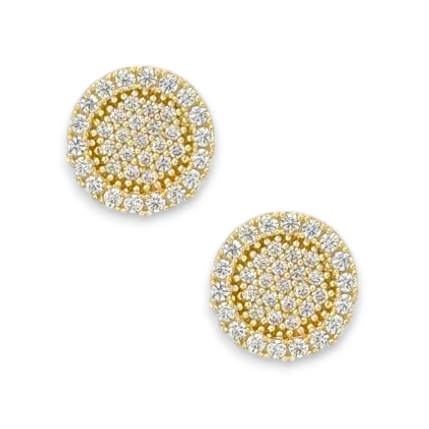 Round ZC Earrings - 10K Yellow Gold