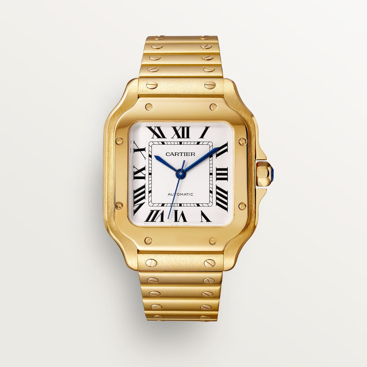 Cartier Santos de Cartier WGSA0030 - Medium model 18K yellow gold, Silvered opaline Dial, 18K yellow gold bracelet