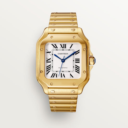 Cartier Santos de Cartier WGSA0030 - Medium model 18K yellow gold, Silvered opaline Dial, 18K yellow gold bracelet