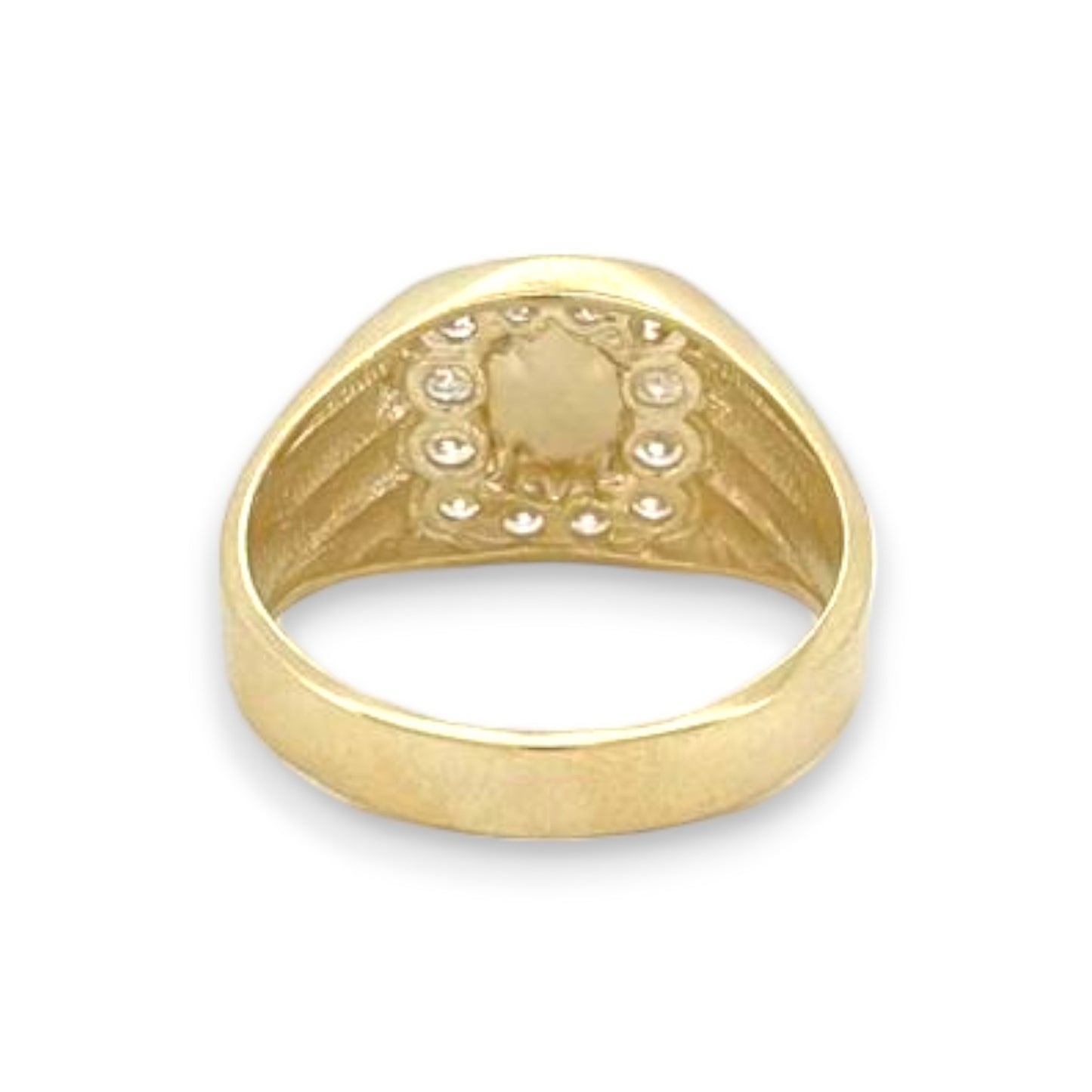 Initials Ring CZ - 10K Yellow Gold