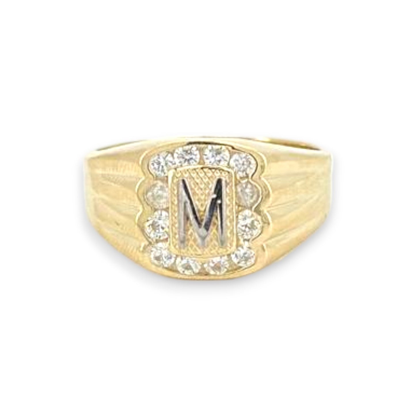 Initials Ring CZ - 10K Yellow Gold