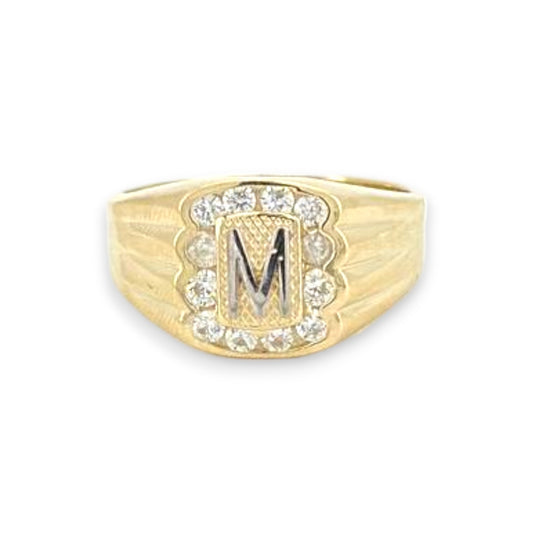 Initials Ring CZ - 10K Yellow Gold