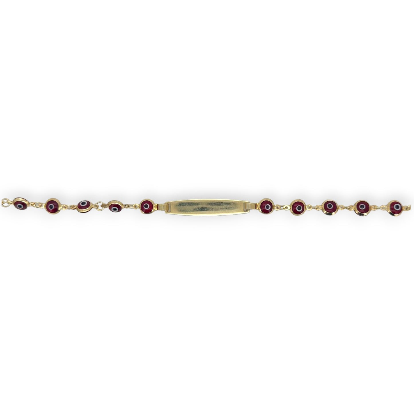 Evil Eye Custom Name Red Bracelet - 14K Yellow Gold