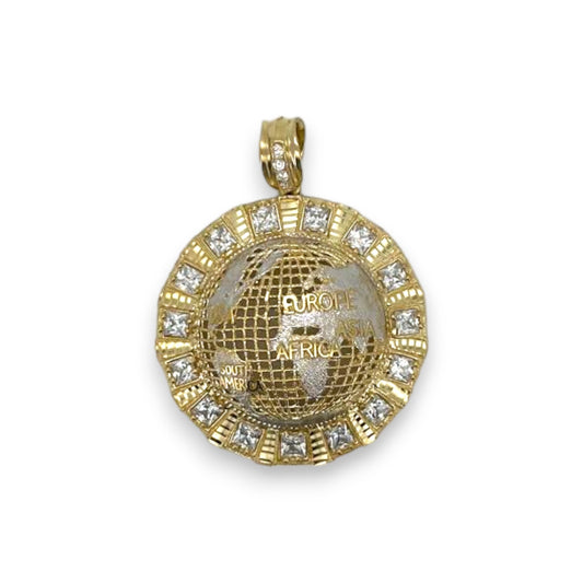 Earth Globe Pendant - 10K Yellow Gold