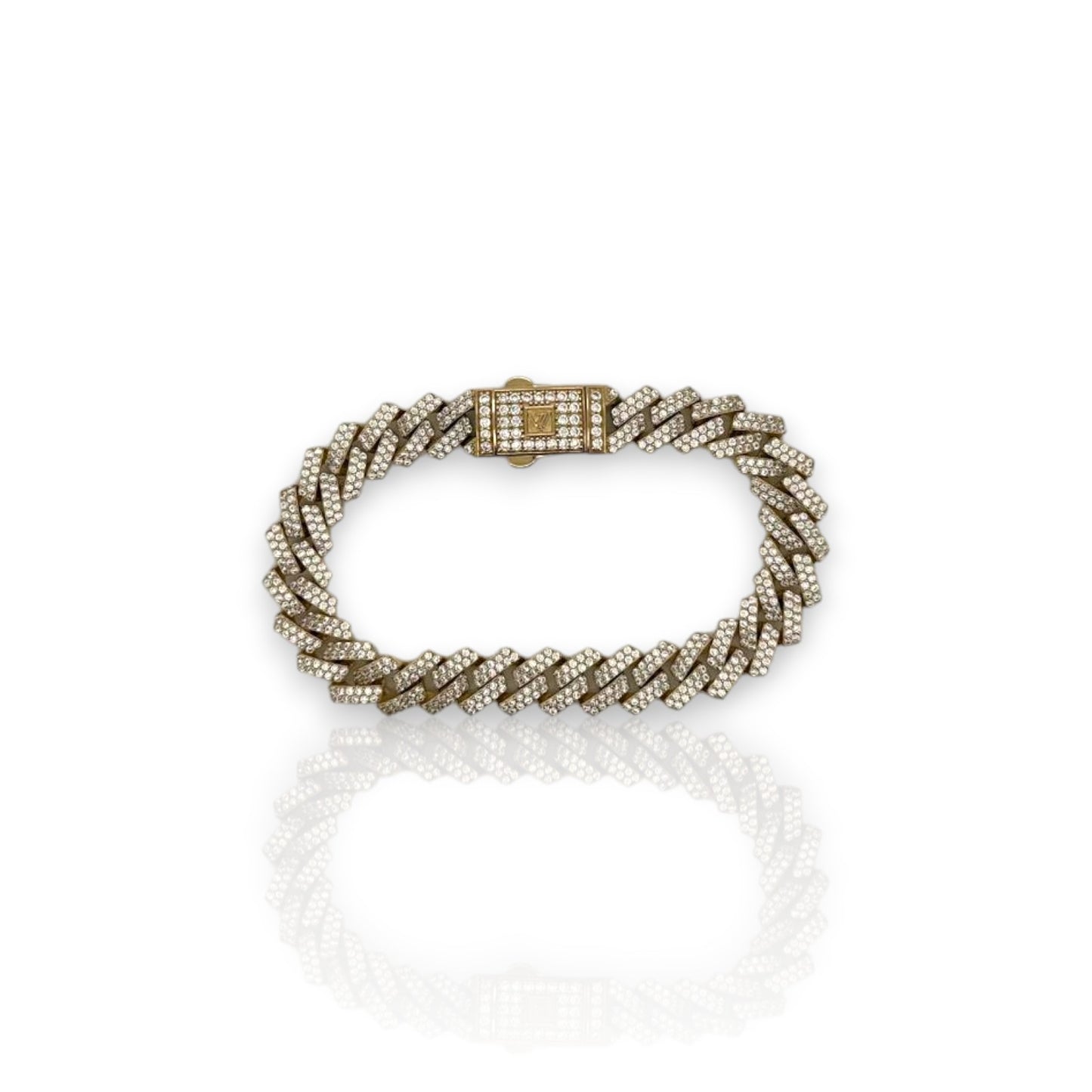 Pave Link Cz Bracelet - 10K Yellow Gold