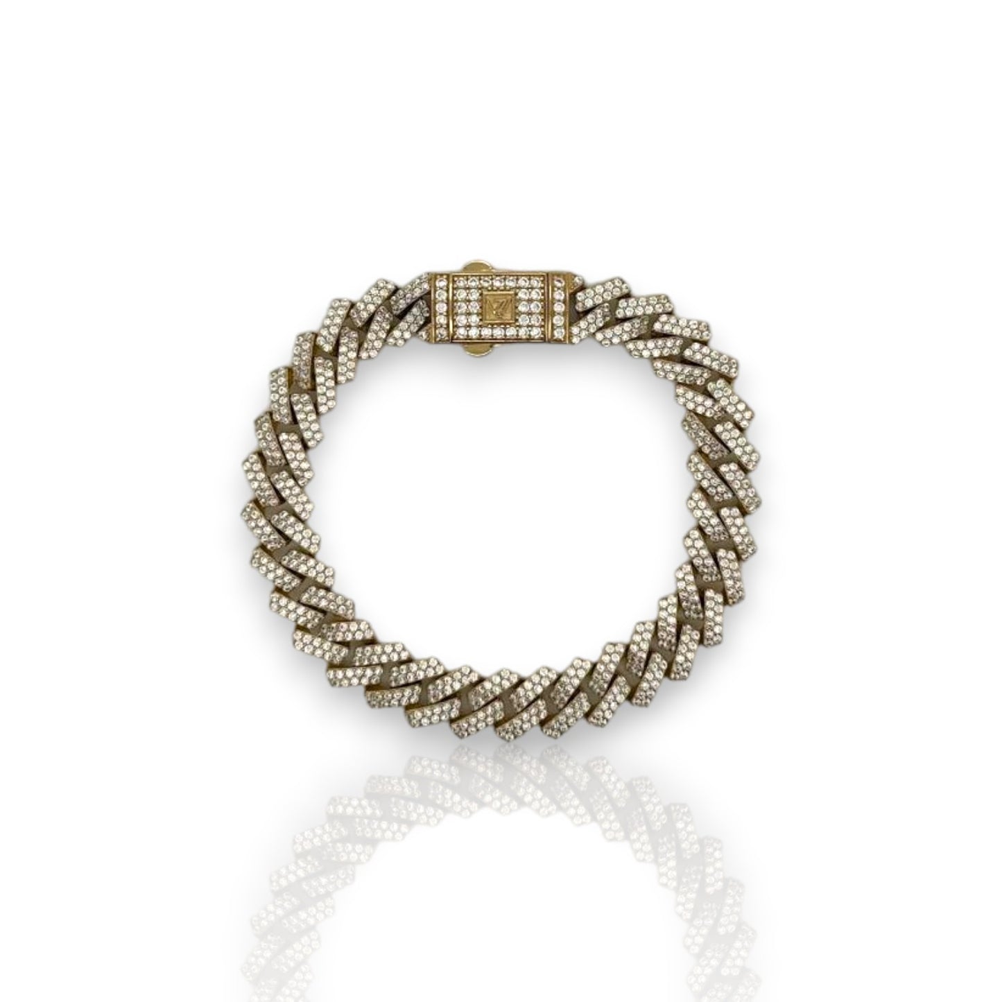 Pave Link Cz Bracelet - 10K Yellow Gold