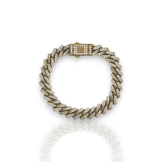 Pave Link Cz Bracelet - 10K Yellow Gold