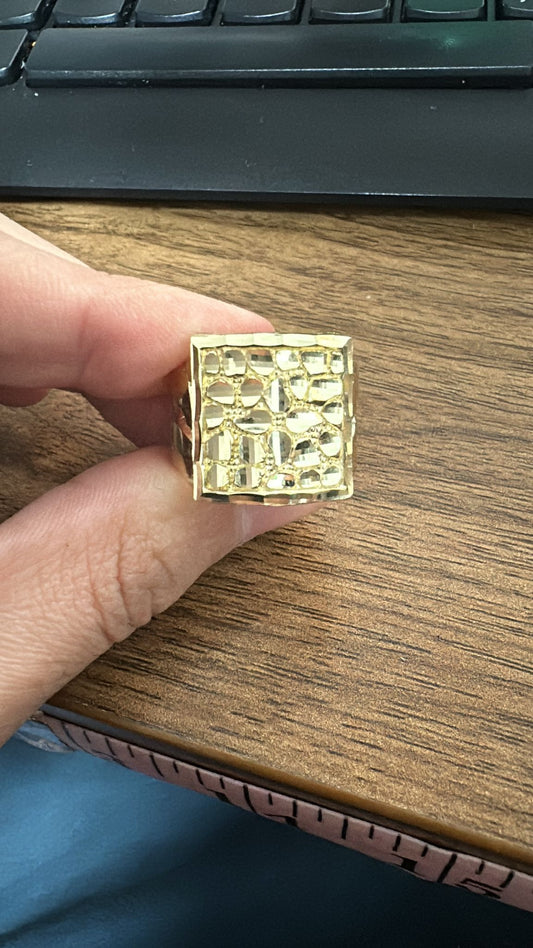 10K Yellow Gold - Square Nugget Ring Various Styles