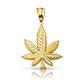 Cannabis Leaf Faceted Pendant - 10K Yellow Gold