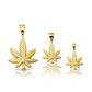 Cannabis Leaf Faceted Pendant - 10K Yellow Gold