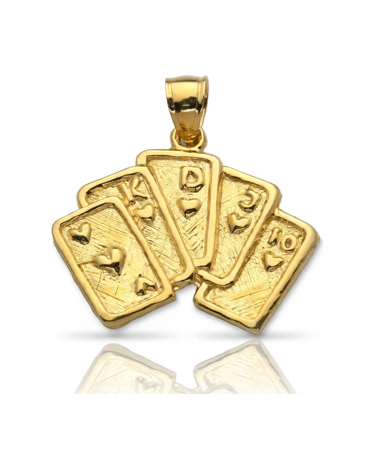 Playing Cards Pendant Four Card Fan - 10K Yellow Gold