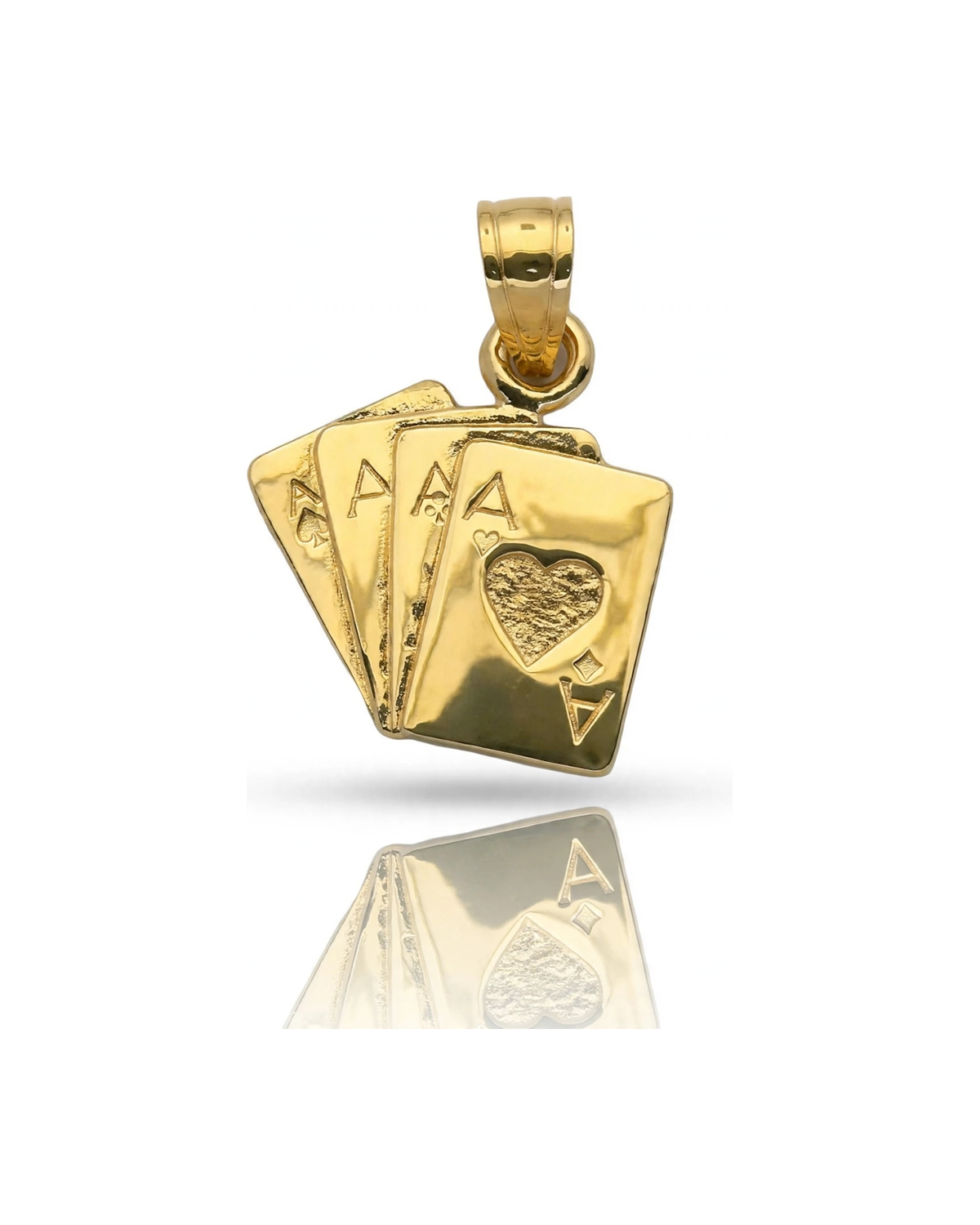 Playing Cards Pendant Three Aces Mini - 10K Yellow Gold