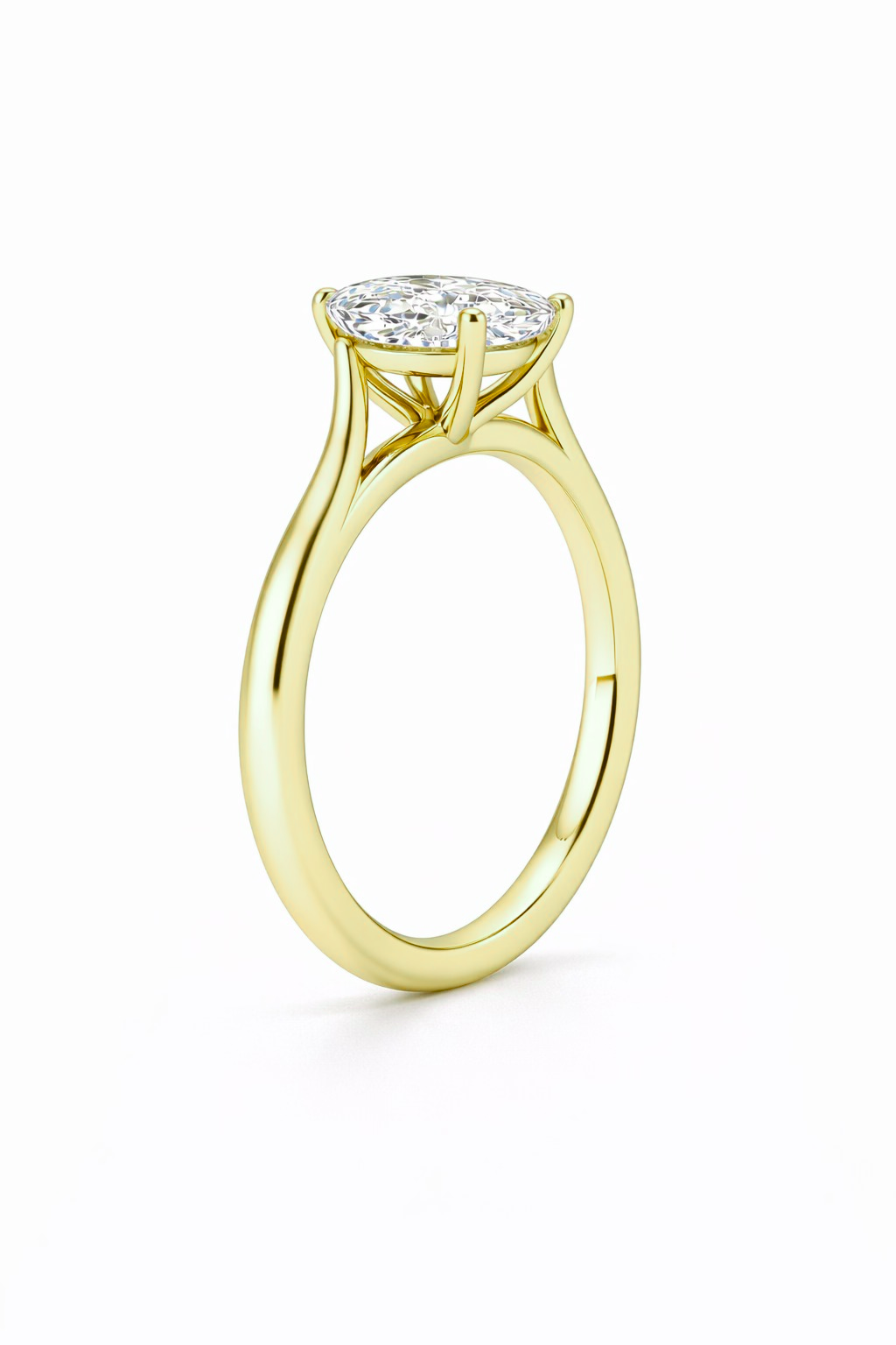 14K Oval Solitaire — Cathedral