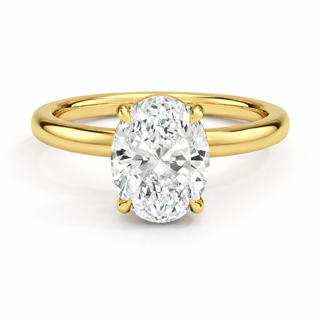 14K Oval Solitaire — Cathedral