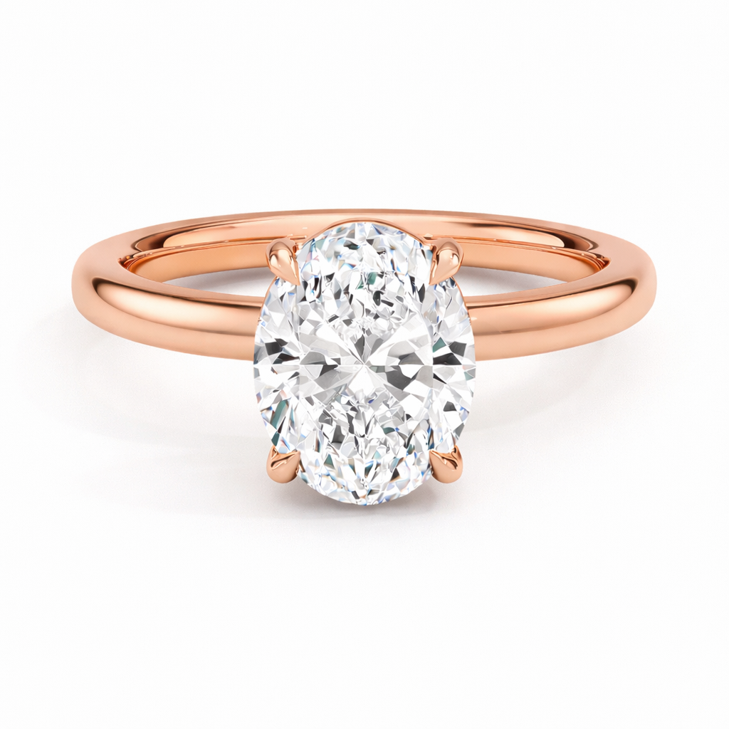 14K Oval Solitaire — Cathedral
