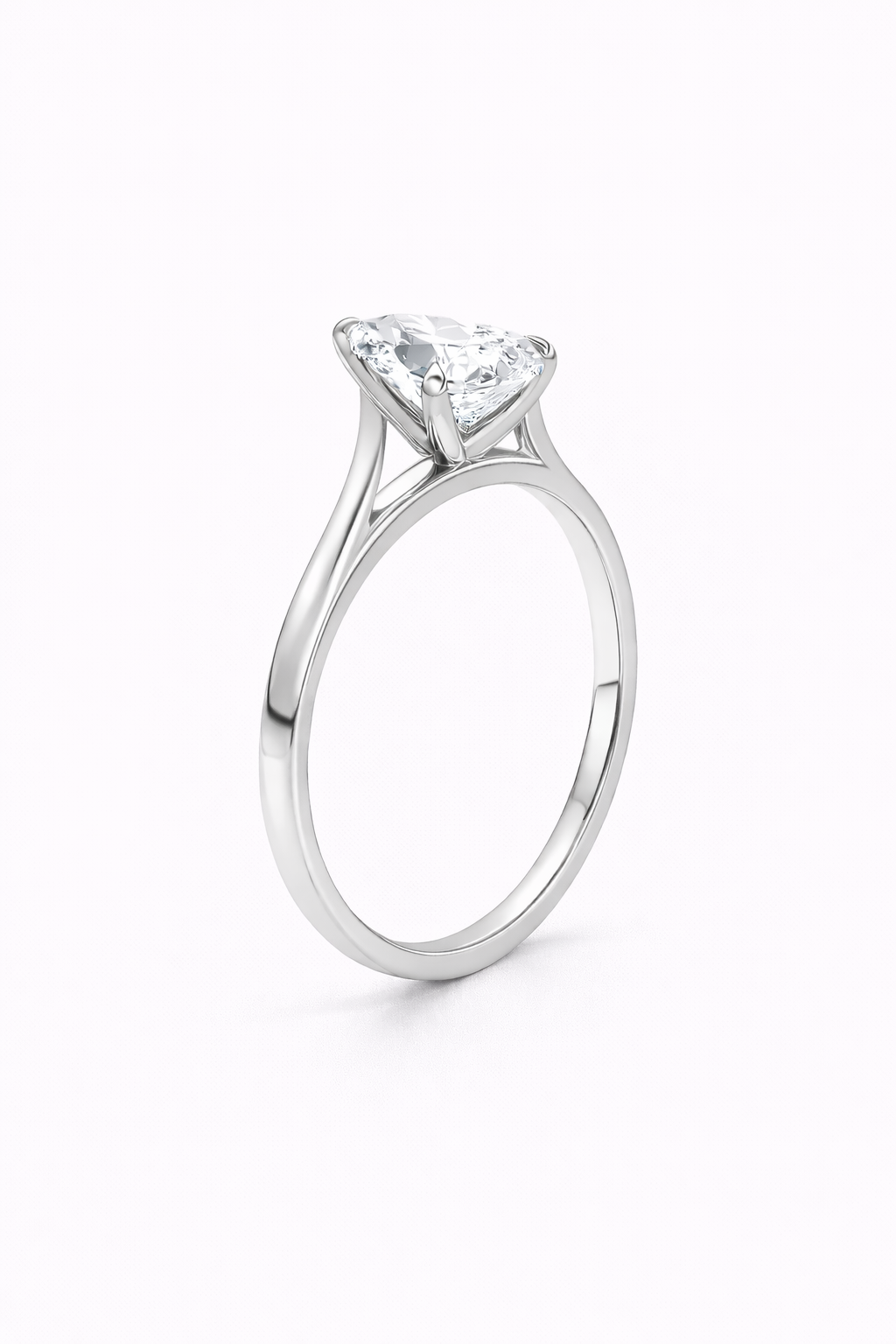 14K Pear Solitaire — Cathedral Flat Edge