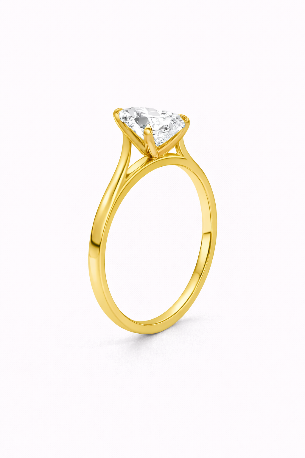 14K Pear Solitaire — Cathedral Flat Edge
