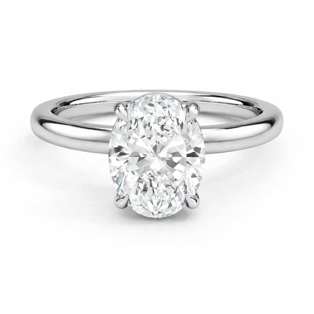 14K Oval Solitaire — Cathedral