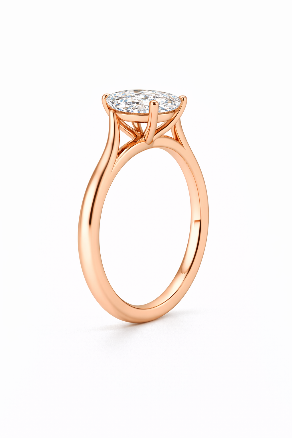 14K Oval Solitaire — Cathedral