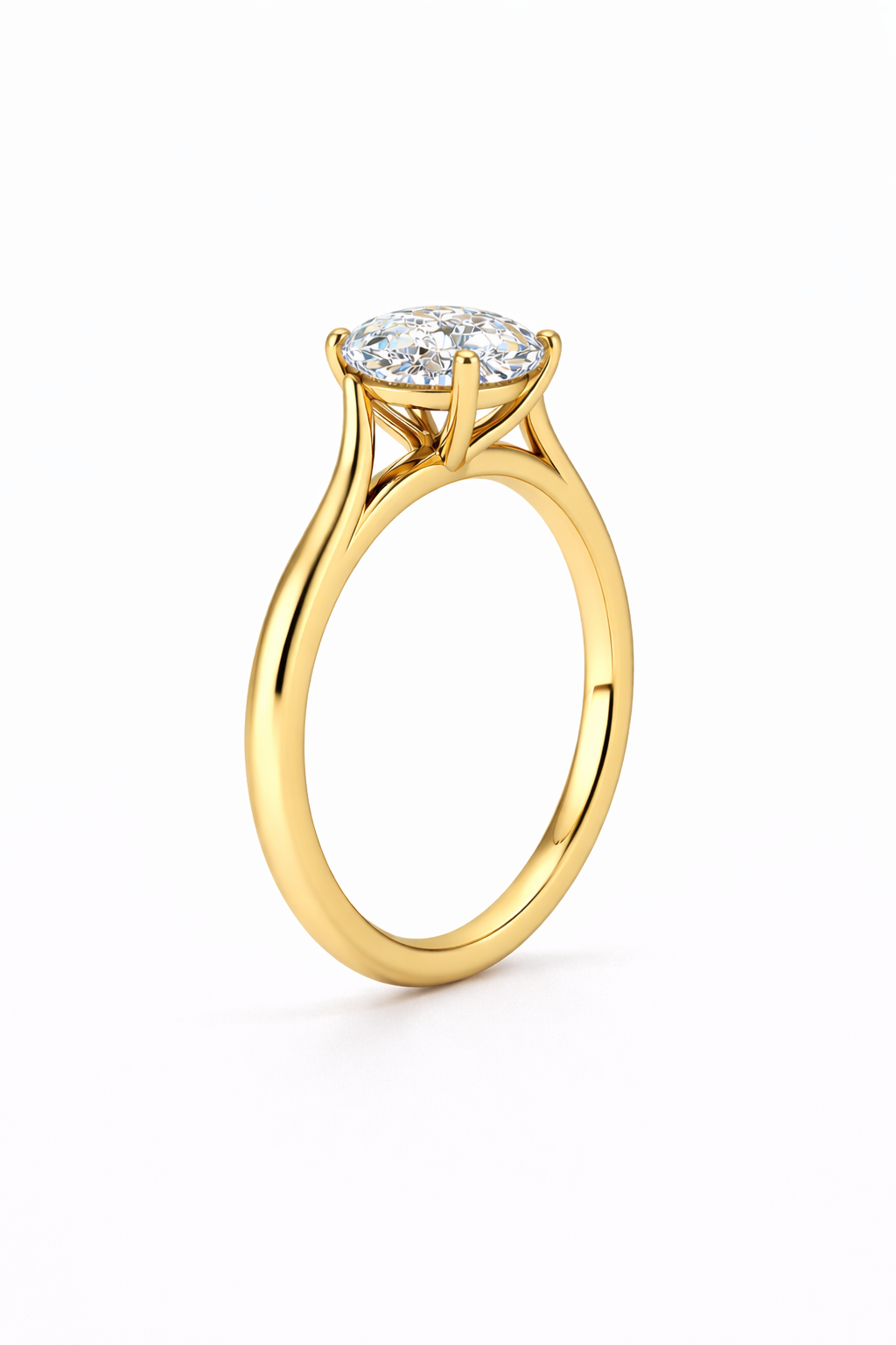 14K Round Solitaire — Cathedral
