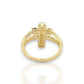 Cross CZ Ring - 14K Yellow Gold