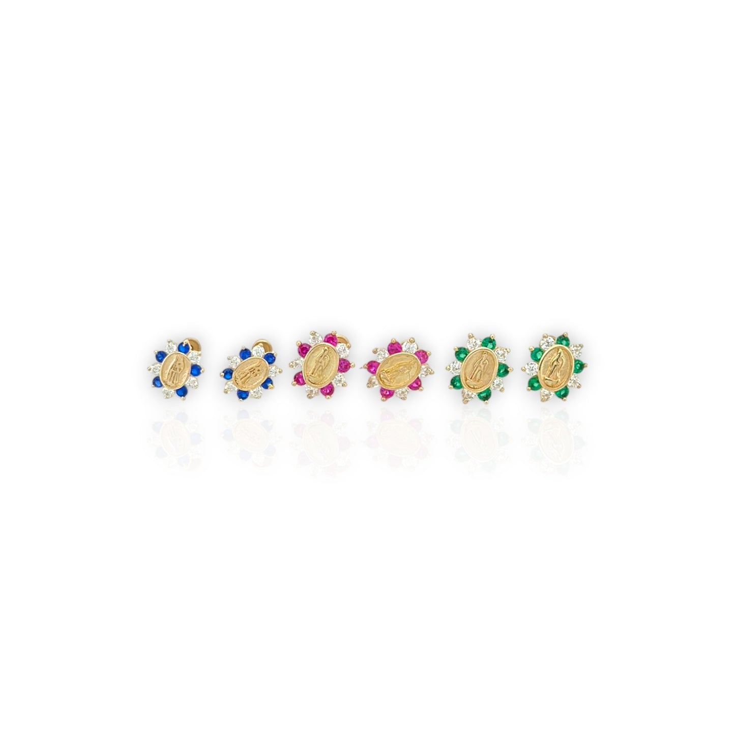 St Lazzaro Flower CZ Stud Earrings - 10K Yellow Gold