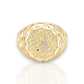 Round Nugget Initial Ring - 10K Yellow Gold