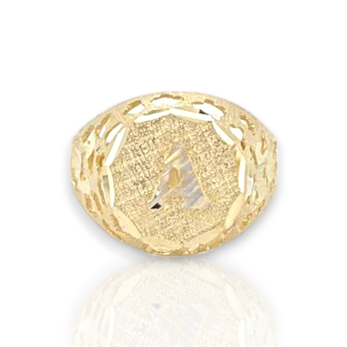 Round Nugget Initial Ring - 10K Yellow Gold – Amjewelrynyc