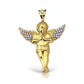 Cherub Angel CZ Wings Praying Pendant - 10K Yellow Gold