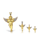 Cherub Angel CZ Wings Praying Pendant - 10K Yellow Gold